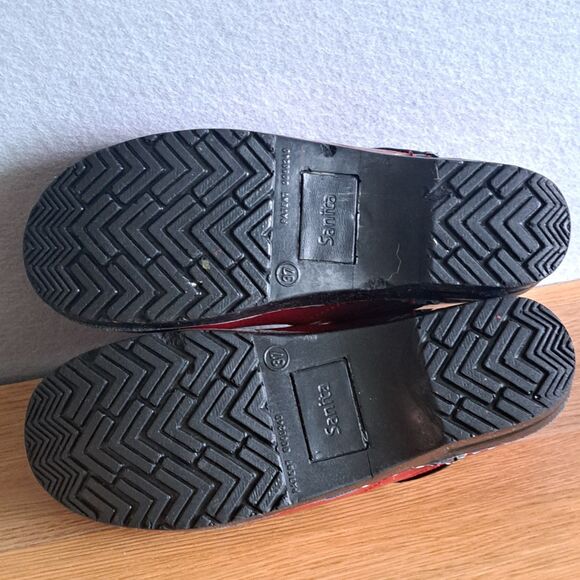 Sanita Pro Piper Women’s 6.5 7 US EU 37 Red Dye Patent Clogs Comfort - Picture 7 of 12